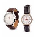 Men's Brown Strap Watch + Women's Black strap Watch